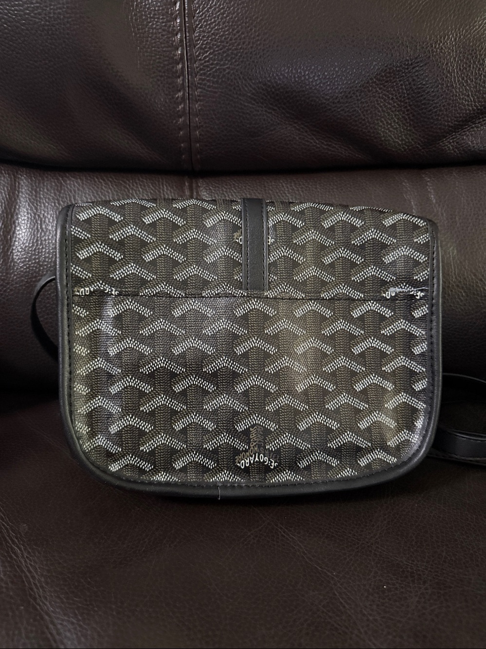 imitation goyard Crossbody Saddle Bag with Signature Pattern - Picture 2 of 11